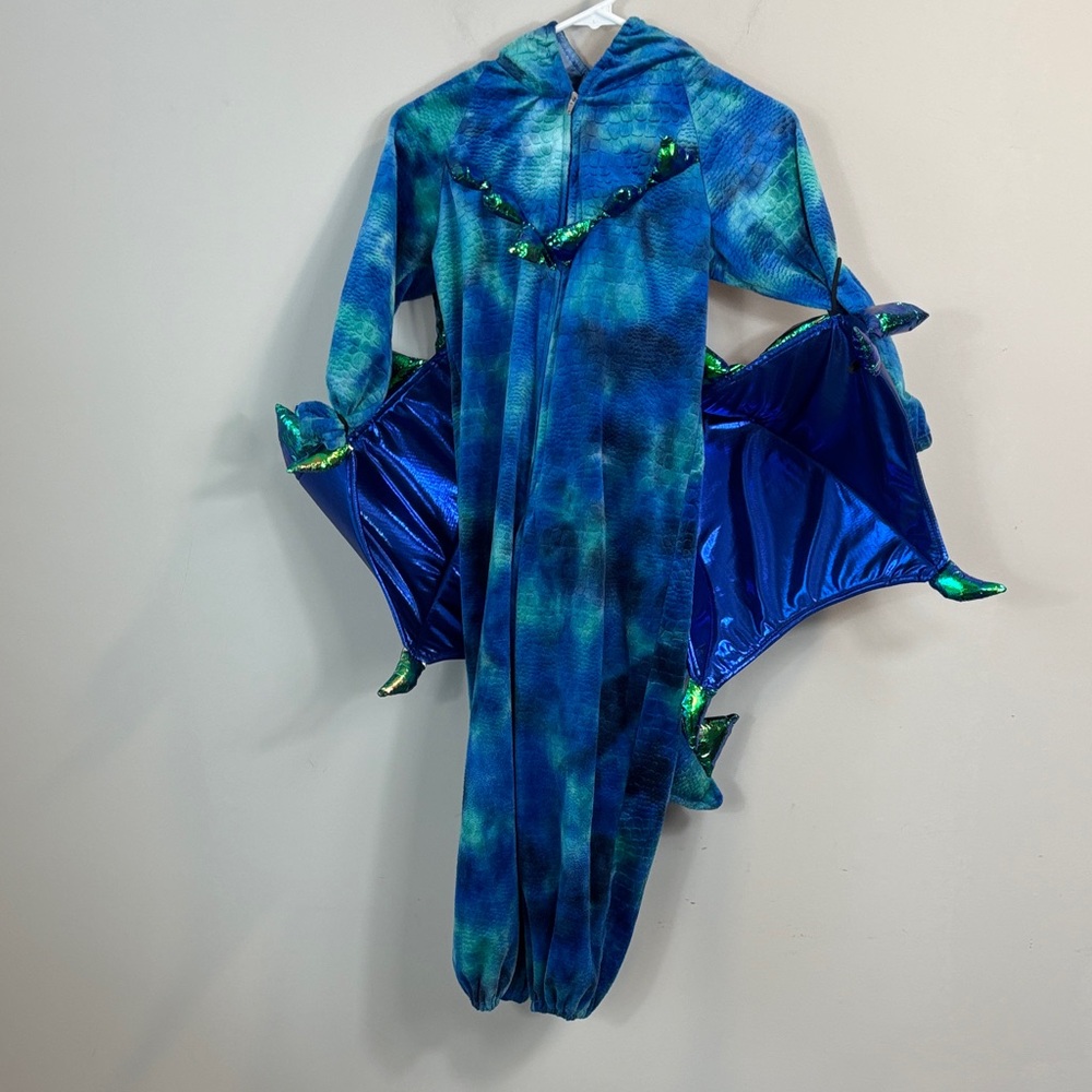 Kids Blue and Green Dragon with wings and tail Costume size 6